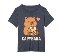 Capibara con Bubble Tea Kawaii Capybara Amante degli Animali Maglietta, Donna Plus-Size, Pervinca, 2X