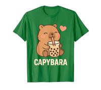 Capibara con Bubble Tea Kawaii Capybara Amante degli Animali Maglietta, Uomo, Verde Mela, XL