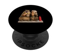 Capibara e scimmia che mangiano insieme hotdog Animale PopSockets PopGrip Adesivo