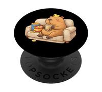 Capibara gustando Bubble Tea e snack PopSockets PopGrip Adesivo