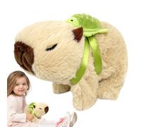Capibara impagliato - Animale impagliato 15x8x13 cm | Peluche con funzioni interattive, Peluche elettrico, Camminata, Suono, Zaino per tartarughe, Regalo per bambini, Giochi elettrici di Capibara |