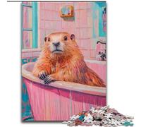 Capibara in The Bathroom Puzzle da 1000 pezzi per adulti e adolescenti, giocattoli, giochi educativi, antistress, lista dei desideri con Babbo Natale (dimensioni 26x38cm)