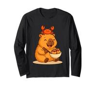 Capibara Kawaii con Granchio Mangiare Cibo Giapponese Takoyaki Maglia a Manica