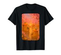 Capibara Kawaii rilassanti in Onsen con alberi di ciliegio Maglietta