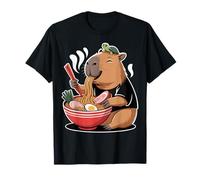 Capibara Mangiare Ramen con Tartaruga - Divertente Carino Cibo Giapponese Maglietta