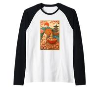 Capibara Mangiare Ramen in Un Kimono Mount Fuji Cherry Blossom Maglia con Maniche Raglan