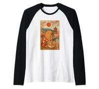 Capibara Mangiare Ramen in Un Kimono Mount Fuji Cherry Blossom Maglia con Maniche Raglan