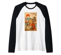 Capibara Mangiare Ramen in Un Kimono Mount Fuji Cherry Blossom Maglia con Maniche Raglan