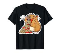 Capibara Mangiare Spaghetti Polpette Divertente Cibo Italiano Amore Maglietta