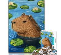Capibara of The Pond Puzzle da 1000 pezzi per adolescenti e adulti, sfida difficile antistress che rafforza l'amore tra coppie, 38x26cm