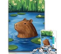 Capibara of The Pond Puzzle per adulti 1000 pezzi, aiuta il cervello a esercitare giocattoli avvincenti per coltivare la pazienza Interazione genitore-figlio (38x26cm)