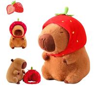 Capibara Peluche, 23CM Fragola Simpatico Capibar-a Peluch-e, Giocattolo P-eluche C-apibara, Simulazione Animale Pe-luche Capybara, Fragola Capibara Peluche, Capybara Bambole, Regalo per Bambini