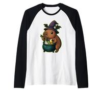 Capibara stregato Ramen nel calderone Kawaii Halloween Maglia con Maniche Raglan