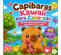 Capibaras Kawaii para Colorear: 40 dibujos grandes y fáciles para niños de 3 a 5 años