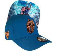 Capiche [99+ Designs] Cappello da Baseball Blu per Uomini, Thor Curvato, Pioggia, Mitologia Nordica, Berretto Norvegese, Blu, Dio Nordico del Tuono, e Arancione