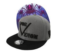 Capiche [99+ Designs] Cappello Vedova Nera, Black Widow, da Uomo, Cappellino Bambino, Visiera Piatta con Ragno, Tatuaggio Veleno, Arachno, Regolabile Classico Grigio e Nero, Uomo