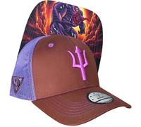 Capiche [99+ Varianti] Cappellino Camionista Argus - Cappello Marrone con Ricamo tridente Viola, Grafica sotto la Visiera della Mitica Bestia Multi-Occhio, Retro in Rete Traspirante, Snapback