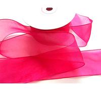 CaPiSo® - Nastro decorativo in organza, lunghezza 25 metri, larghezza 40 mm, decorativo, per matrimoni, Fucsia, 25m 40mm