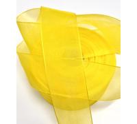 CaPiSo Nastro in organza, 45 m, 40 mm, larghezza 4 cm, per regali, in organza, per matrimonio, Wehnachachemire giallo limone
