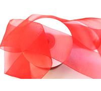 CaPiSo Nastro in organza da 22 m, larghezza 50 mm, larghezza 5 cm, colore rosso, 22 m