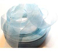 CaPiSo® - Nastro in organza, lungo 45 m e largo 25 mm; per pacchi regalo, addobbi, matrimonio, Natale, Azzurro, 45m