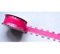 CaPiSo Nastro in organza per confezioni regalo con cuori lungo i bordi, in organza, per matrimoni, per Natale, 10 metri, 40 mm, fucsia