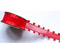 CaPiSo Nastro in organza per confezioni regalo con cuori lungo i bordi, in organza, per matrimoni, per Natale, 10 metri, 40 mm, rosso