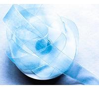 CaPiSo, nastro per fiocchi, in organza, 50 m x 25 mm, bianco, per regali, decorazioni, matrimoni, antenne (azzurro)