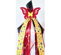 CaPiSo UNIKAT Fiocco in feltro 55 cm x 14 cm, farfalla con targhetta per nome, fiocco regalo per l'inizio della scuola, unico con protezione di design (farfalla rossa)