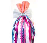 CaPiSo UNIKAT Fiocco in feltro 55 cm x 14 cm, farfalla con targhetta per nome, fiocco regalo per l'inizio della scuola e unico con protezione di design (principessa Elsa, rosa-blu)
