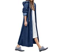 Capispalla con Cappuccio Camicetta da Donna con Maniche Lunghe in Denim da Donna in Denim Lungo Casual Giubbotto College