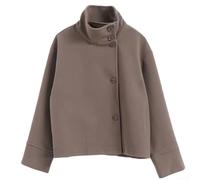 Capispalla corto da donna in tinta unita con colletto alla coreana a maniche lunghe, stile per pendolarismo, moda da strada e uso quotidiano (L marrone)