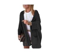 Capispalla lunghi lavorati a maglia casual, maglioni cardigan da donna, maglione cardigan lungo, maglione oversize per le donne autunno (Black,XL)