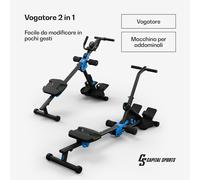 Capital Sports - Vogatore Pieghevole per Uso casalingo, Vogatore con Resistenza Magnetica, rowshaper con Schermo LCD per Allenamento Muscolare, Vogatore Magnetico con 8 Livelli