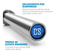 Capital Sports IWF Men bilanciere lungo per Weightlifting olimpico 50mm sleeve 910kg acciaio