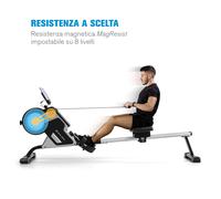 Capital Sports Stream M1 - Vogatore magnetico, 105 cm, display LC, 8 livelli, alluminio