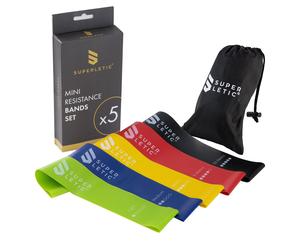 Capital Sports Uros Mini, Resistance band, set da 5 fasce elastiche, loop, 100% latex