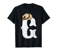 Capitale Lettera G Alfabeto Monogramma Cowboy Cowgirl Maglietta