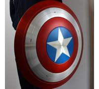 Capitan America Shield 55,9 cm acciaio dolce Capitan America scudo rotondo impugnatura in pelle decorazione da parete scudo antiruggine metallo articolo regalo
