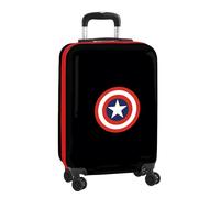 CAPITAN AMERICA - Trolley da cabina da 20", valigia con ruote, lucchetto di sicurezza, valigia leggera, 34,5 x 20 x 55 cm, colore: nero, Nero, Estándar, Casual