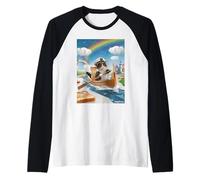 Capitan Cat Toast Boat Rainbow Fantasy Maglia con Maniche Raglan