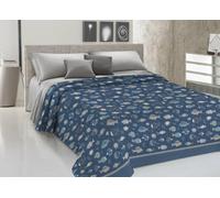 CapitanCasa Copriletto Piquet Leggero Estate 100% Cotone Made Italy Fantasia Oceano Singolo Blu