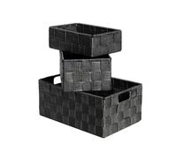 CapitanCasa Pack 3 Scatola Decorativa Porta Oggetti Organizer Contenitore Rattan Great Great Nero