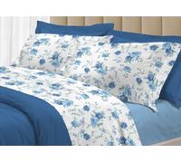 CapitanCasa Set Completo Lenzuola in 100% Cotone Linea 30Ventisette Sanderson Matrimoniale Azzurro