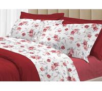 CapitanCasa Set Completo Lenzuola in 100% Cotone Linea 30Ventisette Sanderson Matrimoniale Rosso