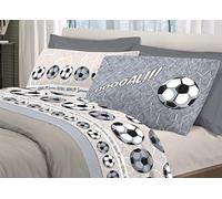 CapitanCasa Set Completo Lenzuola in 100% Cotone Linea Pensieri Delicati Calcio Piazza E Mezza Grigio