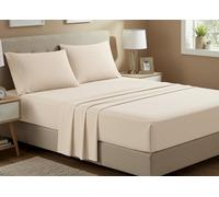 CapitanCasa Set Completo Lenzuola in Tinta Unita in Microfibra Fresche Estive Linea Francesca Piazza E Mezza Panna