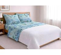 CapitanCasa Set Completo Lenzuola Letto in 100% Cotone Fantasia Mare Piazza E Mezza Azzurro
