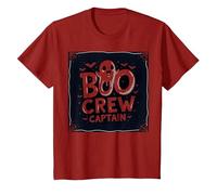 Capitano Boo Crew: Spettrale Leader della Squadra Fantasma di Halloween Maglietta, Bambini, Mirtillo Rosso, 10 Anni