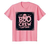 Capitano Boo Crew: Spettrale Leader della Squadra Fantasma di Halloween Maglietta, Bambini, Rosa, 4 Anni